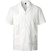 VATPAVE Mens Short Sleeve Button Down Cuban Guayabera Shirts