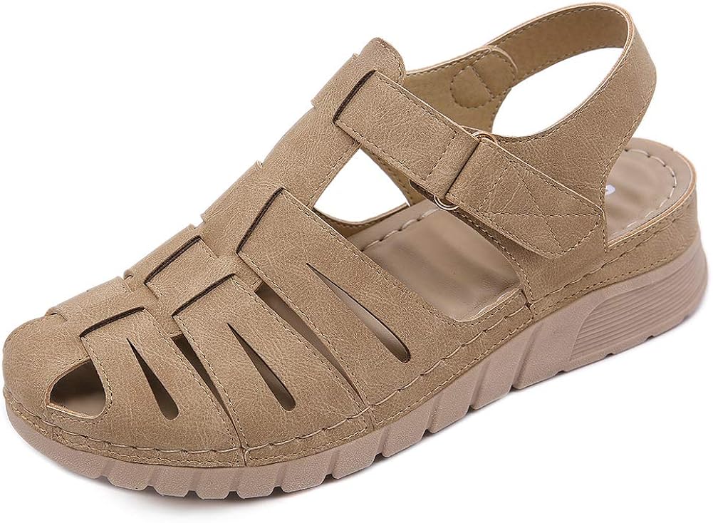 Amazon.com | MEILIYA Women's Comfort Retro Closed Toe Platform Wedge Sandals, Bohemia Gladiator 