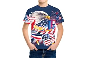 Eciodci Kids American USA Flag Patriotic T Shirts 4th of July Summer T-Shirt for Boys Girls Short Sleeve 4-15 Years