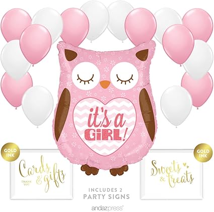 Amazon Com Andaz Press Balloon Party Kit With Signs Girl Baby