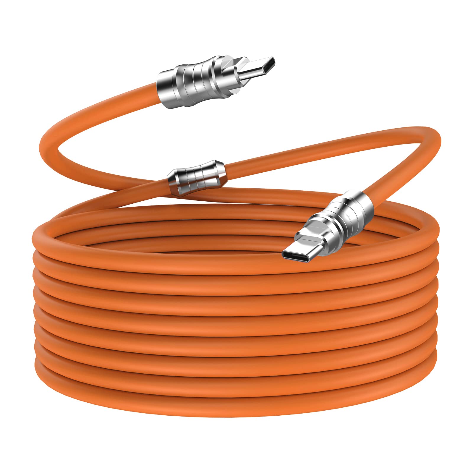 WLGQ USB C to C PD100W Skin-Friendly Liquid Silicone Material Fast Charging Cable USB-C Interface Device Universal Chubby Cable (Orange 2M)