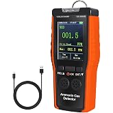 Ammonia Gas Detector, Rechargeable NH3 Detector Range 0-100ppm (0.1ppm) | Air Quality Monitor with Temp(℉/℃), Humidity, LCD Display, Alarm Mode for Industry, Home, Farm, Poultry