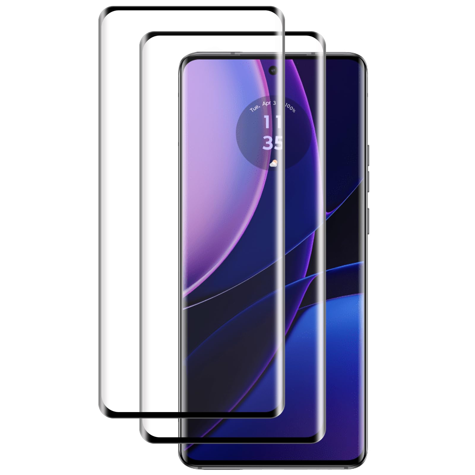 NicMool 2 Pack for Motorola Edge 40 Screen Protector, HD Tempered Glass Film Scratch-Resistant Bubble-Free Full Coverage for Motorola Edge 40