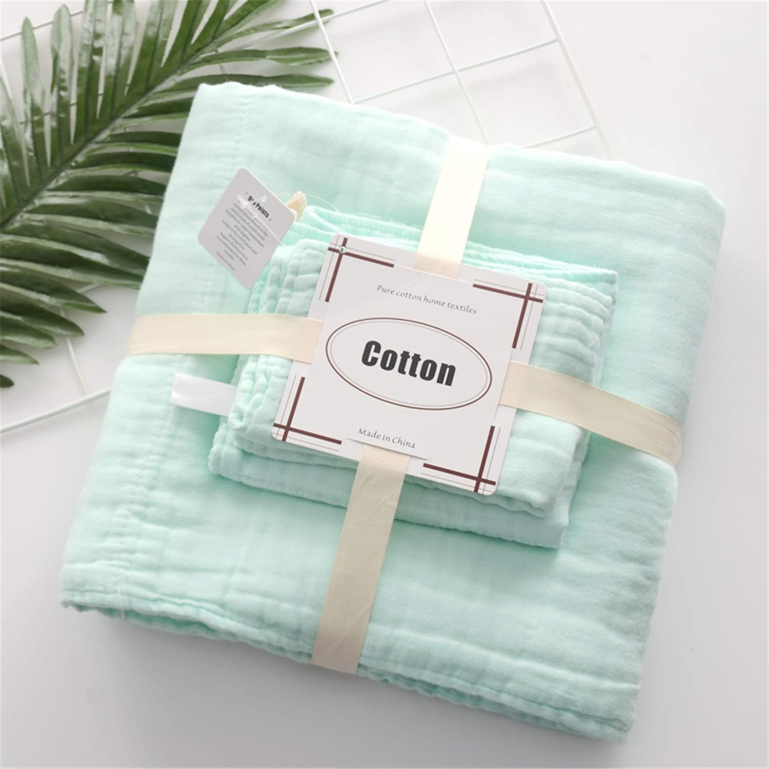 Baby Bath Towels and Washcloths Set Also for Baby Swaddle Blanket and Baby Muslin Face Cloth, Super Soft Muslin Cotton - Ideal for Baby Care Gift Sets by MUKIN((3 PC Value Pack) Green
