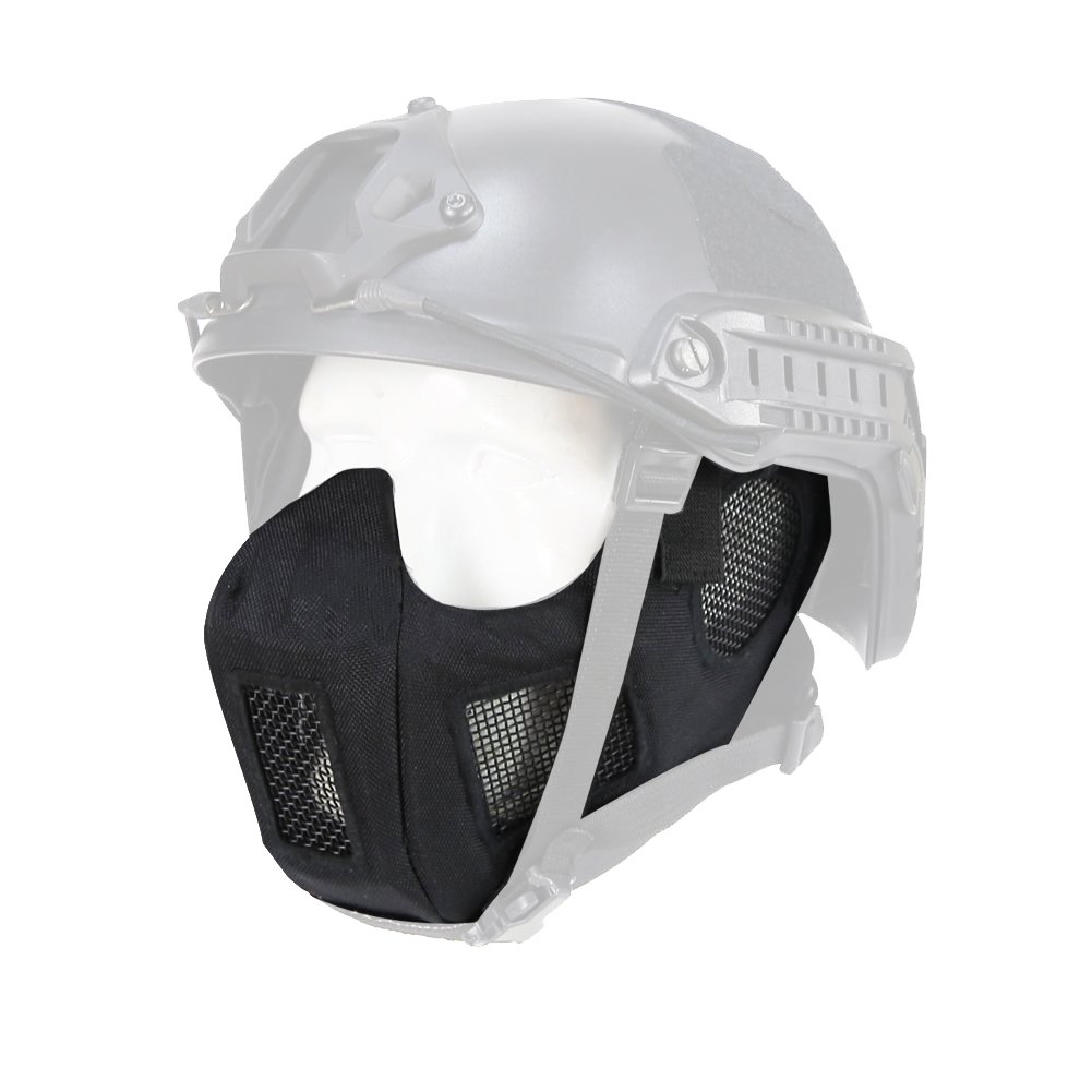 HTUK® Airsoft Tactical Half Face Mask V5 Conquerors Mask (Ear Protection & Ventilation) Paintball Mask (Black)