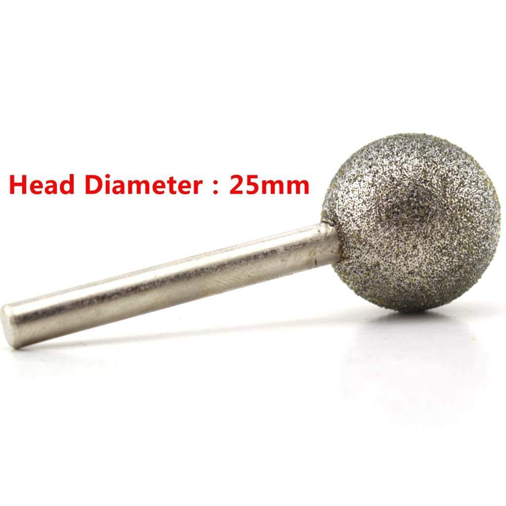 ILOVETOOL 25 mm Dia Spherical Head Diamond Grinding Bit Coated Mounted Points Round Ball Burs Grit 80 Shank 6mm Coarse Tools for Stone
