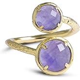Amethyst Ring, Natural Amethyst Rings for Women, Adjustable February Birthstone Ring for Amethyst Jewelry Gift, Double Stone Ring.