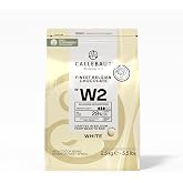 Callebaut Recipe No. W2 Finest Belgian White Chocolate 2.5kg Bag | 28% min dry cocoa solids; 22% min dry milk solids; 35.8% fat; mild milky - light caramel - sweet - vanilla