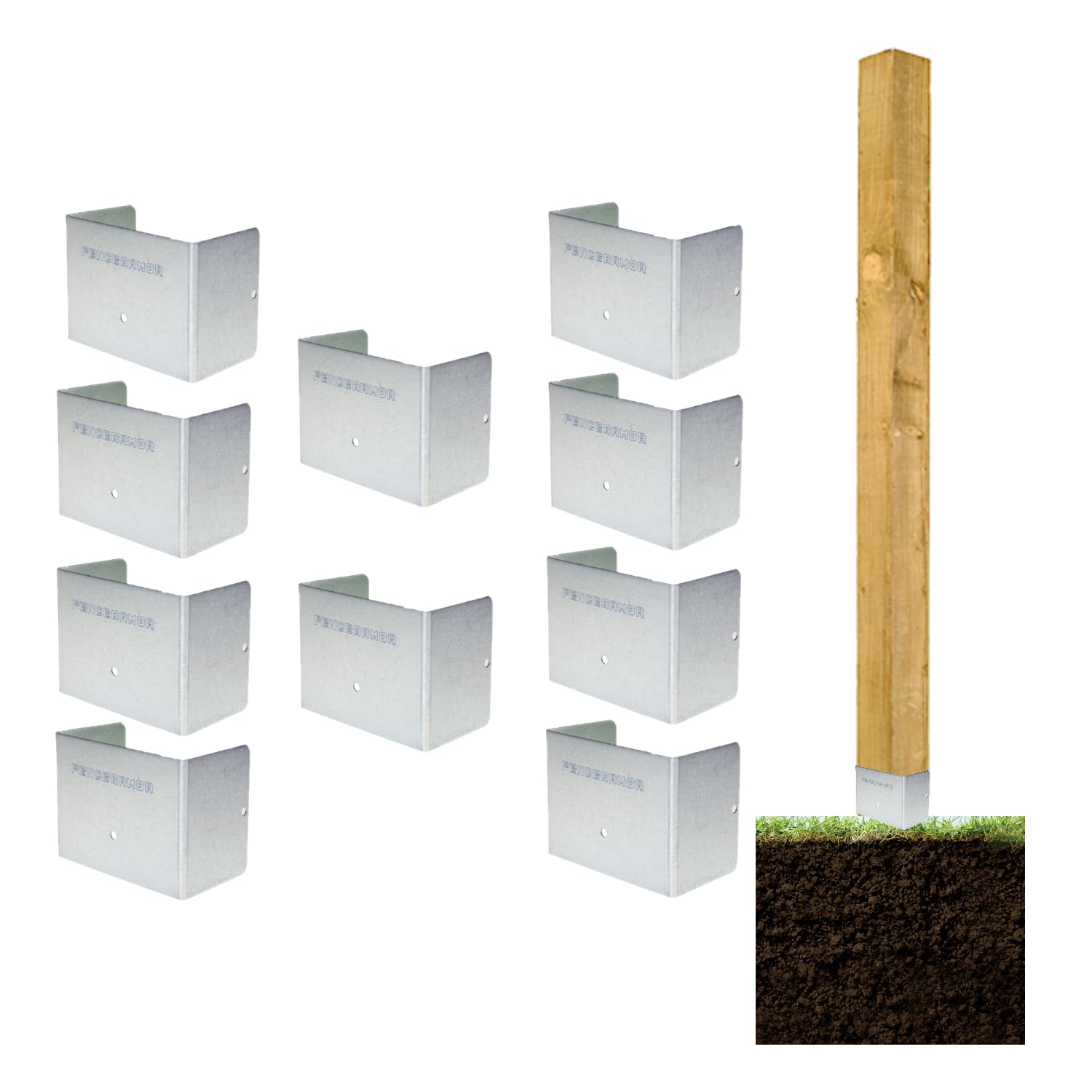 Timber Fence Post Strimmer Protection Guards | Fits 3x3" 75x75mm Square Posts | Pack of 10