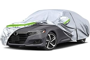 SPORTULI Waterproof Car Covers Replace for 2007-2025 Honda Accord, 6 Layers All Weather Custom-fit Car Cover with Zipper Door & Windproof Bands for Snow Rain Dust Hail Protection (Accord)