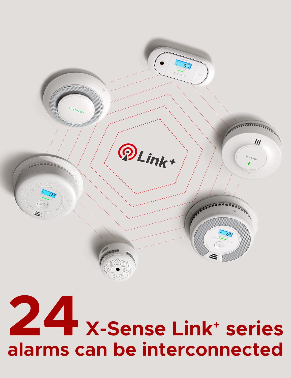 X-Sense Smoke and Carbon Monoxide Detector Combo, Wireless Interconnected Combination Smoke and Carbon Monoxide Detector with 10-Year Battery, Up to 24 X-Sense Link+ Wireless Alarms, SC01-W, 3-Pack