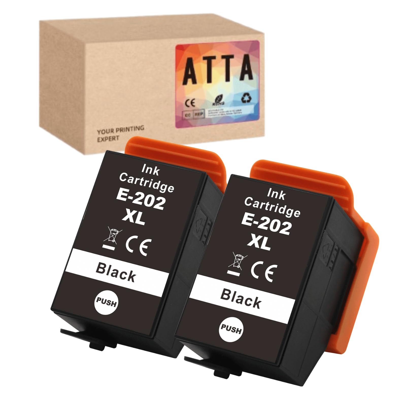 ATTA 202 XL Ink Cartridges Compatible with Epson XP6100 Ink Cartridges 202 202XL Black for Expression Premium XP-6000 XP-6005 XP-6100 XP-6105 XP-6001 XP6005 XP6100 XP6105 (Black, 2-Pack)