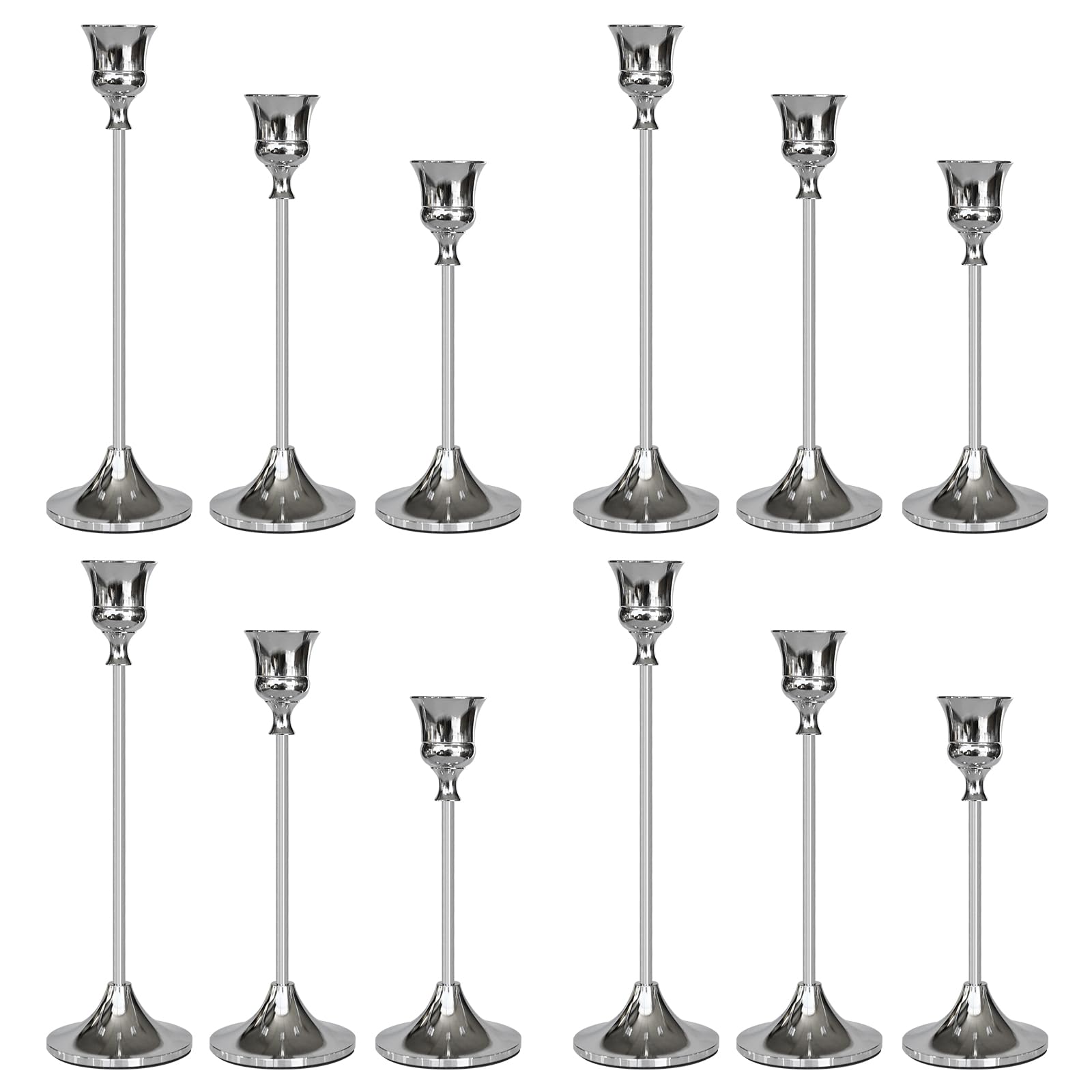 Photo 1 of Candlestick Holders Silver, 12 Packs Taper Candle Holder for Candlesticks, Candle Sticks Holder Decor for Home Decor