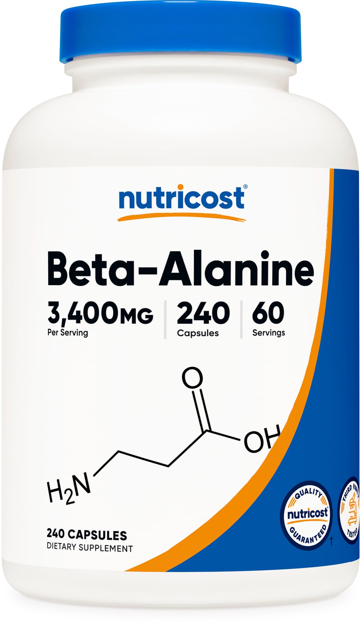 Nutricost Beta-Alanine Capsules 3400mg, 240 Capsules (60 Serv) - Potent Beta Alanine, Gluten Free & Non-GMO, 850mg Per Cap