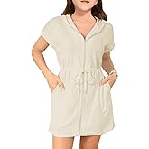 CharmWM Girls Swim Terry Cloth Cover Ups Kids Swimsuit Coverup Zip-Up Beach Bathing Suit Wraps with Pockets 5-14 Years