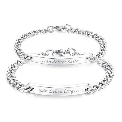 coai Geschenkideen EIN Leben Lang und an deiner Seite Gravur EIN Paar Partner Ambänder aus Edelstahl