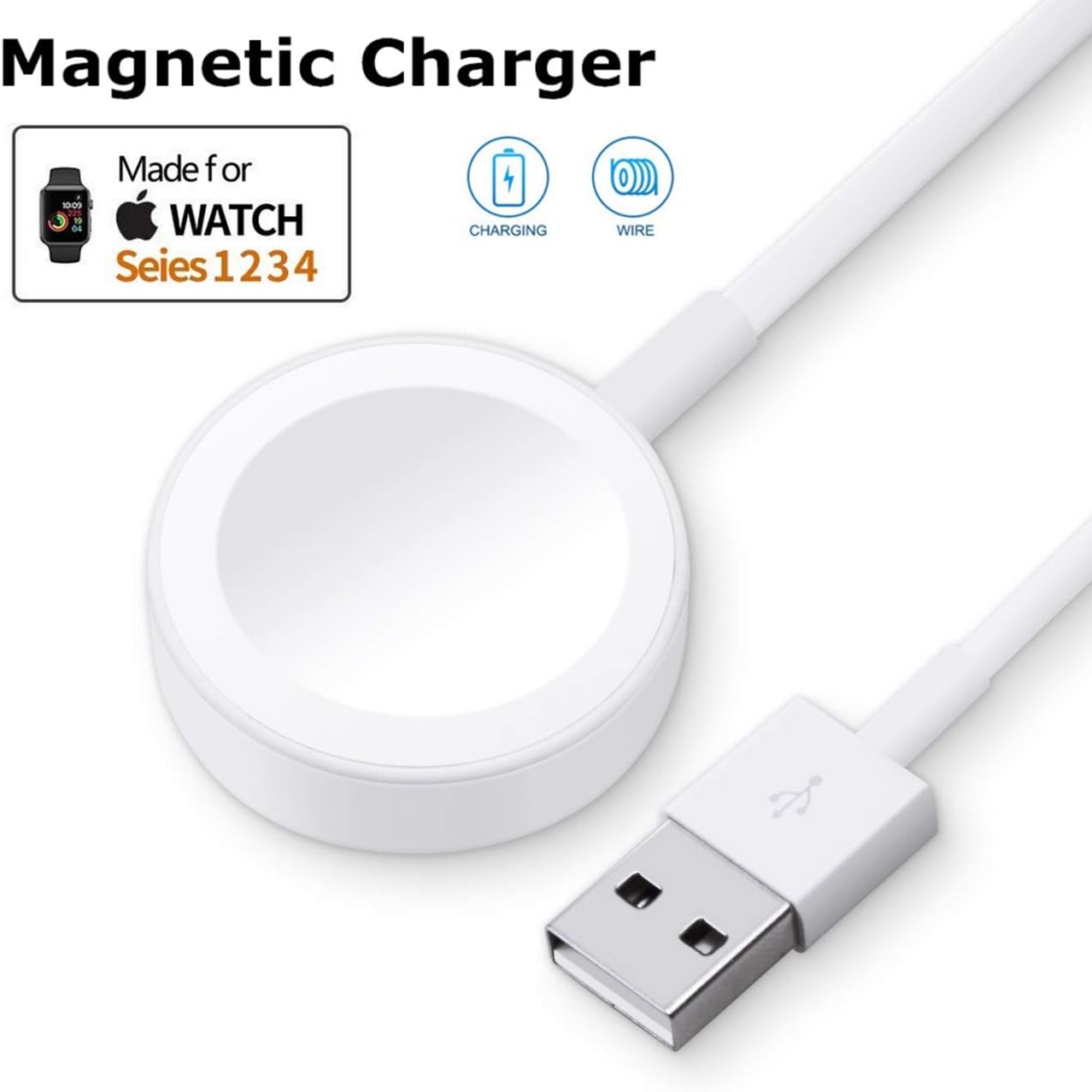 Nanboo Replacement for Apple Watch Charger,Wireless Magnetic Charging Cable 3.3ft/1 Meter Compatible With Apple I Watch Series 5/4/3/2/1 38mm/42mm/40mm/44mm