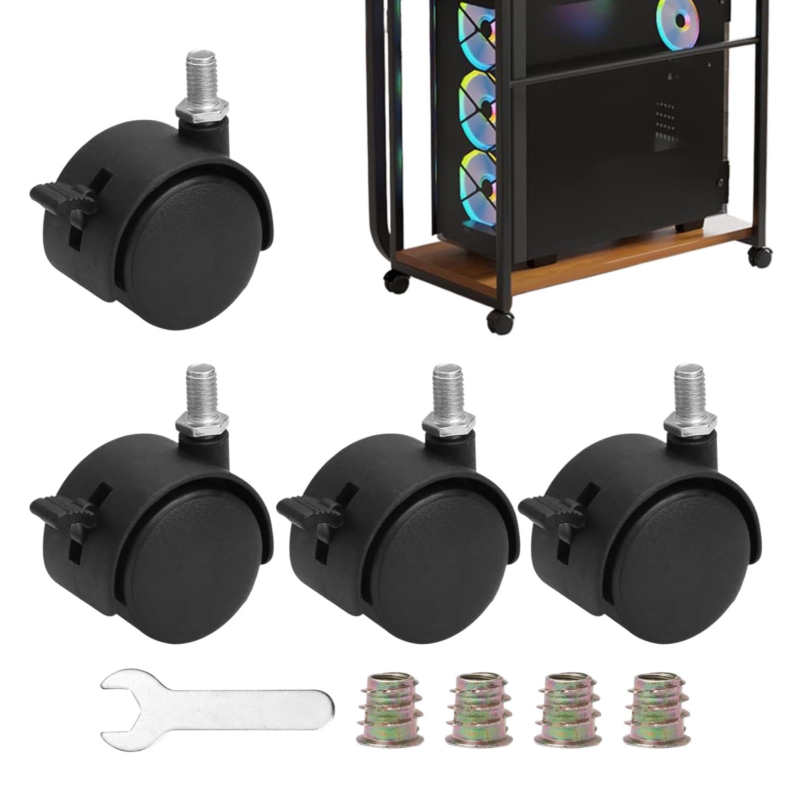 Parthan 4 Pcs Nylon Caster Wheels with Brake, Heavy-Duty Swivel Castors, Smooth Rotation, Durable and Scratch-Resistant Caster Wheels for Furniture, Trolleys and Equipment