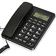 Corded Landline Phones for Home/Office, Desk Corded Telephone with Display and Adjustable Volume, Support Music on Hold, Speakerphone, DND and Calculator Function, Uvital House Phone (Black)
