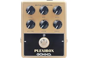 GOKKO AMPLI PEDAL PLEXIBOX GK-36 - All - Analog British Sound Guitar Effects Pedal - Emulates Marshall Amps with 6 - Control Tone Shaping