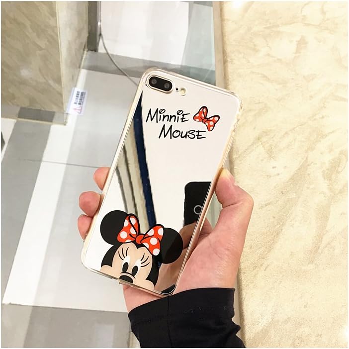 Cute Mickey Minnie Mouse Cover Mirror Silicone Plating Soft Gel Case for iPhone Case Cover for I Phone X (Minnie/i Phone X)