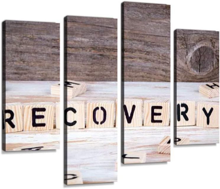 Paintings - Recovery from wooden letters Canvas Wall Art Hanging Paintings Modern Artwork Abstract Picture Prints Home Decoration Gift Unique Designed Framed 4 panel