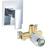 BANGPU Shower Mixer Valve Handle, Wall Mounted Shower Trim Kit with 5.3 Inch Cover Plate, Chrome Bathroom Mixing Valve Replacement