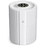VOOPNU Air Purifiers For Bedroom With Air Quality Display 1095 Sq. Ft True H13 HEPA Pet Air Purifier For Dorm Room With 360° Air Intake & Outlet For Home Bedroom Office, DH-JHD07(White)