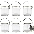 Cornucopia Brands Mini Clear Plastic Paint Cans (6-Pack), Little 3in Tall 1 Cup Miniature Arts, Crafts and Party Favor Cans; NOT for Liquids OR Heavy Objects