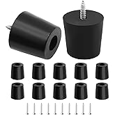 Auvotuis 12Pcs Round Rubber Feet with Stainless Screws, Black Chair Bumpers Pads for Cutting Board, Table, Cabinet, Sofa (32x