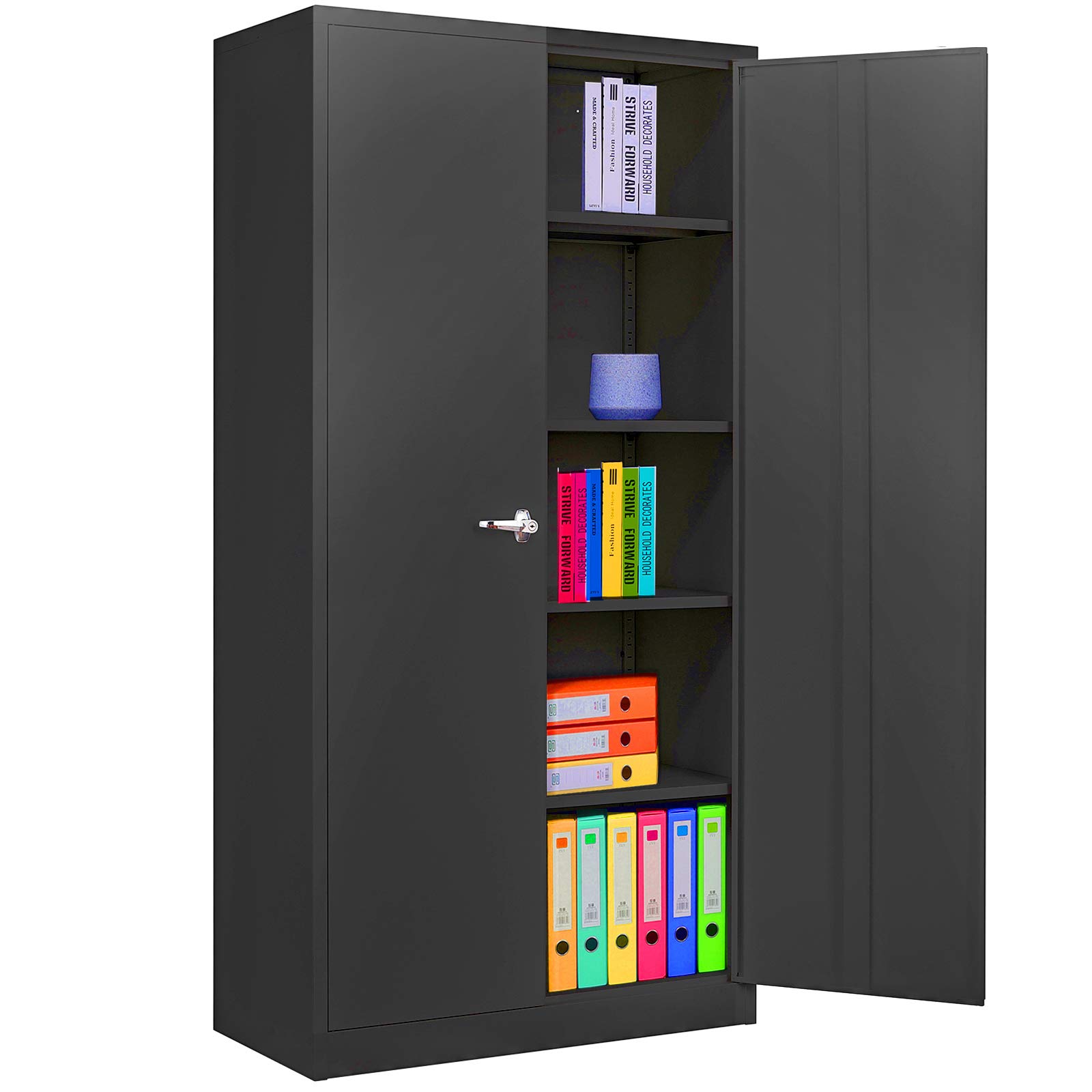 Black Metal Storage Locking Steel Storage with 4