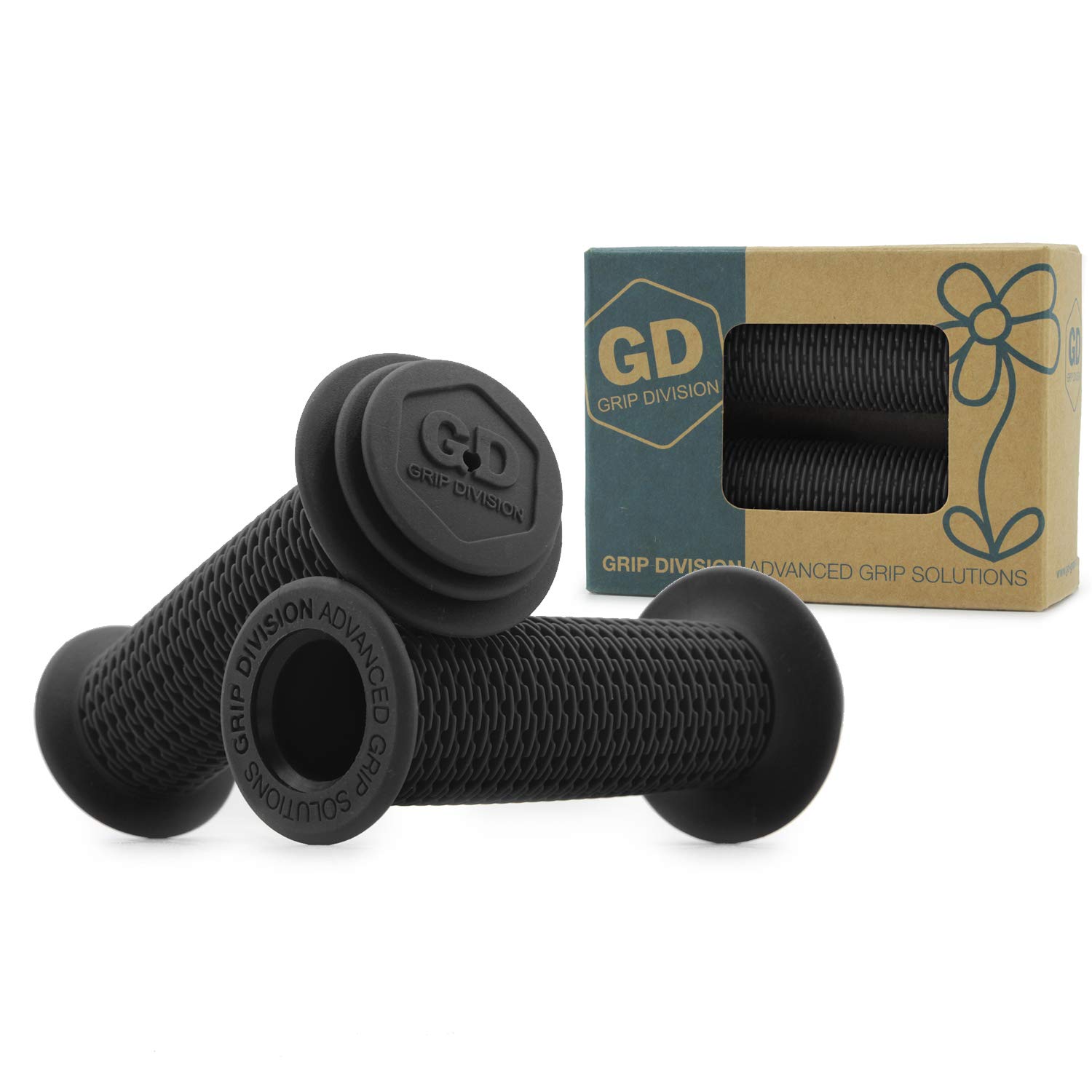 GD Grip Division Children's Bicycle Grips with Safety Impact Protection and Puncture Protection, Non-Toxic, for 22.2 mm Handlebars, Black