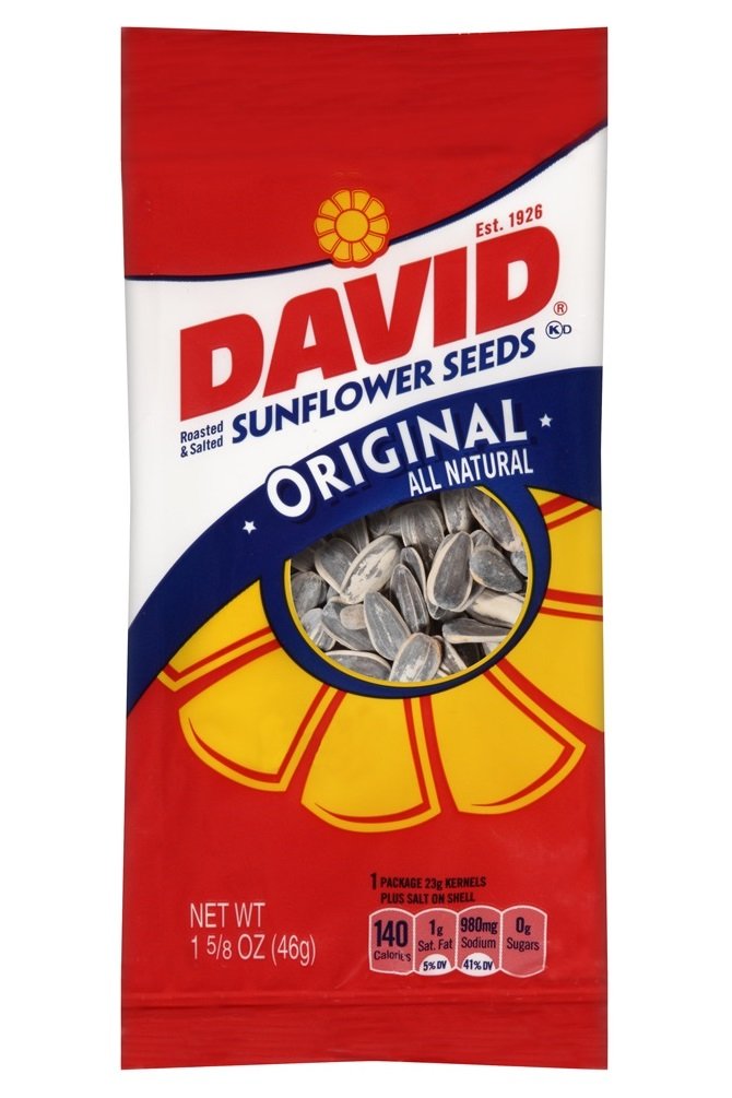 David Original Sunflower Seeds, 1.625 oz Bags (Pack of 72)