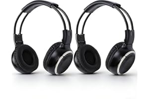 Pomya 2 Pack Wireless Car Headphones, Dual Channel IR Wireless Headphones with Ultra Soft Ear Pads and Adjustable Headband, f