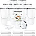 YOUKE OLA 10 Pack Sublimation Tumbler Blank Bulk Stainless Steel Double Wall Vacuum Insulated Coffee Travel Tumbler Car Cups with Shrink Wrap & Straws, White 30oz
