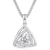 Frbod D Color 0.53ct/1.24ct/1.72ct/1.2ct Moissanite Necklace for Women Men, 925 Sterling Silver Chunky Circle/Triangle/Square Pendant, Birthday Christmas Valentines Jewelry, 16-20 Inch Box Chain Adjustable