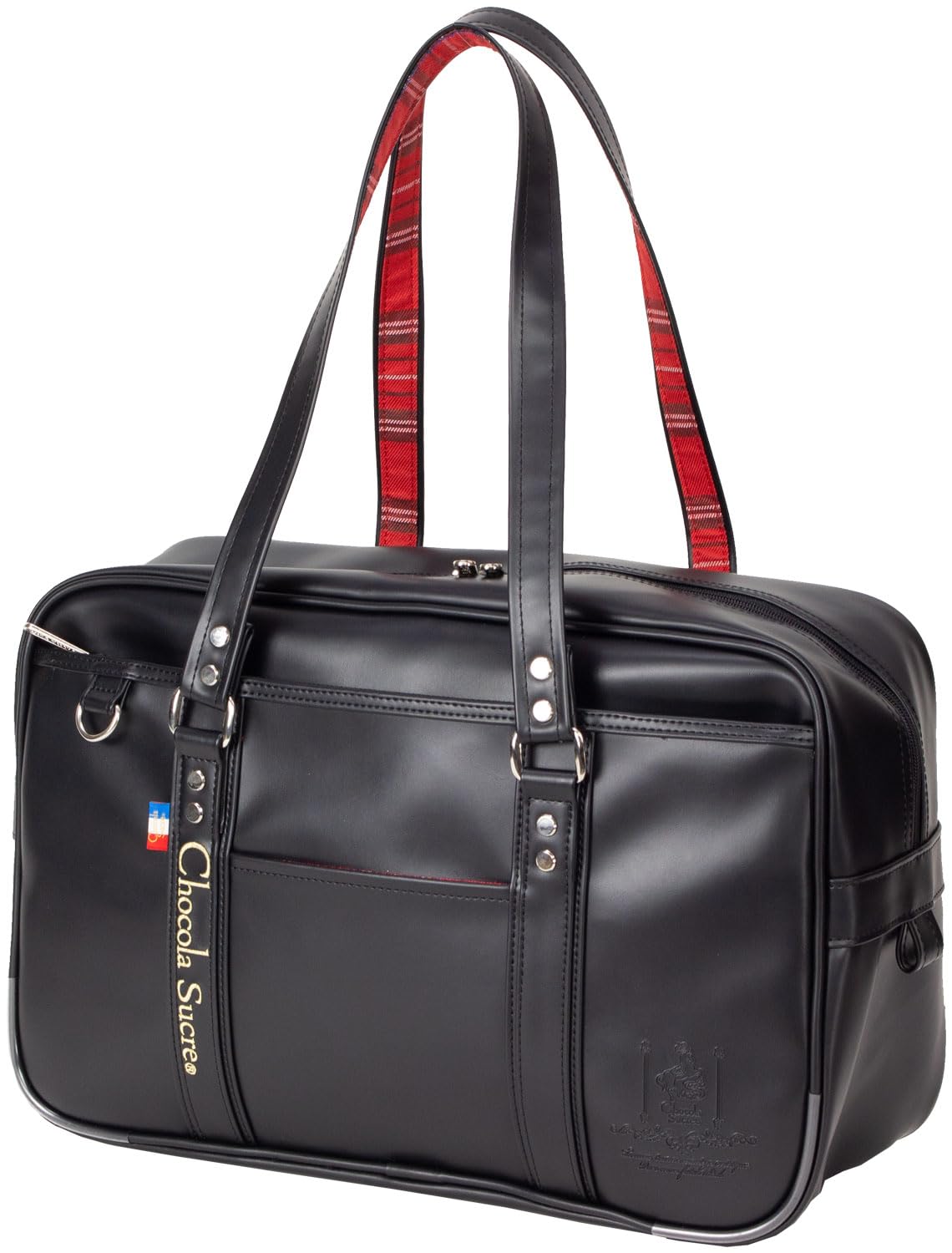 Chocola Sucre CH-G02 School Bag, Synthetic Leather, High School Students, Girls' Logo, Stamped, Checkered Pattern, Commuting to School Commute, Leather, Squaba, Large Capacity, Schoolgirl, Larger,