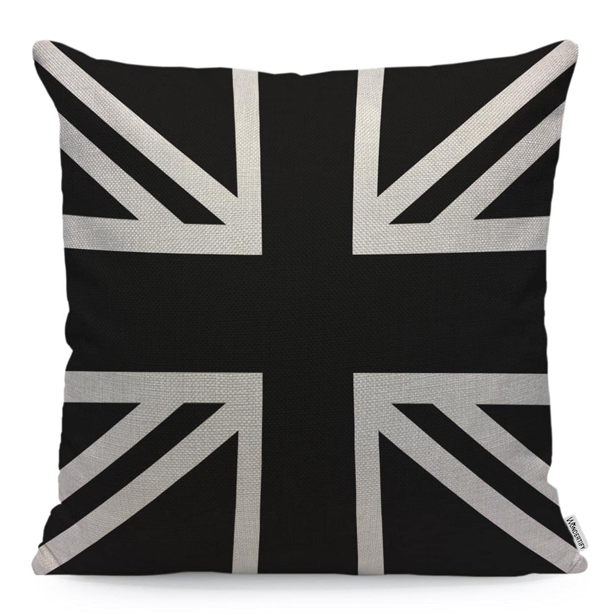 WONDERTIFY Union Jack Cushion Cover United Kingdom Flag Geometric Throw Pillow Covers Cushion Case For Couch Home Decor Black White 45X45 Cm