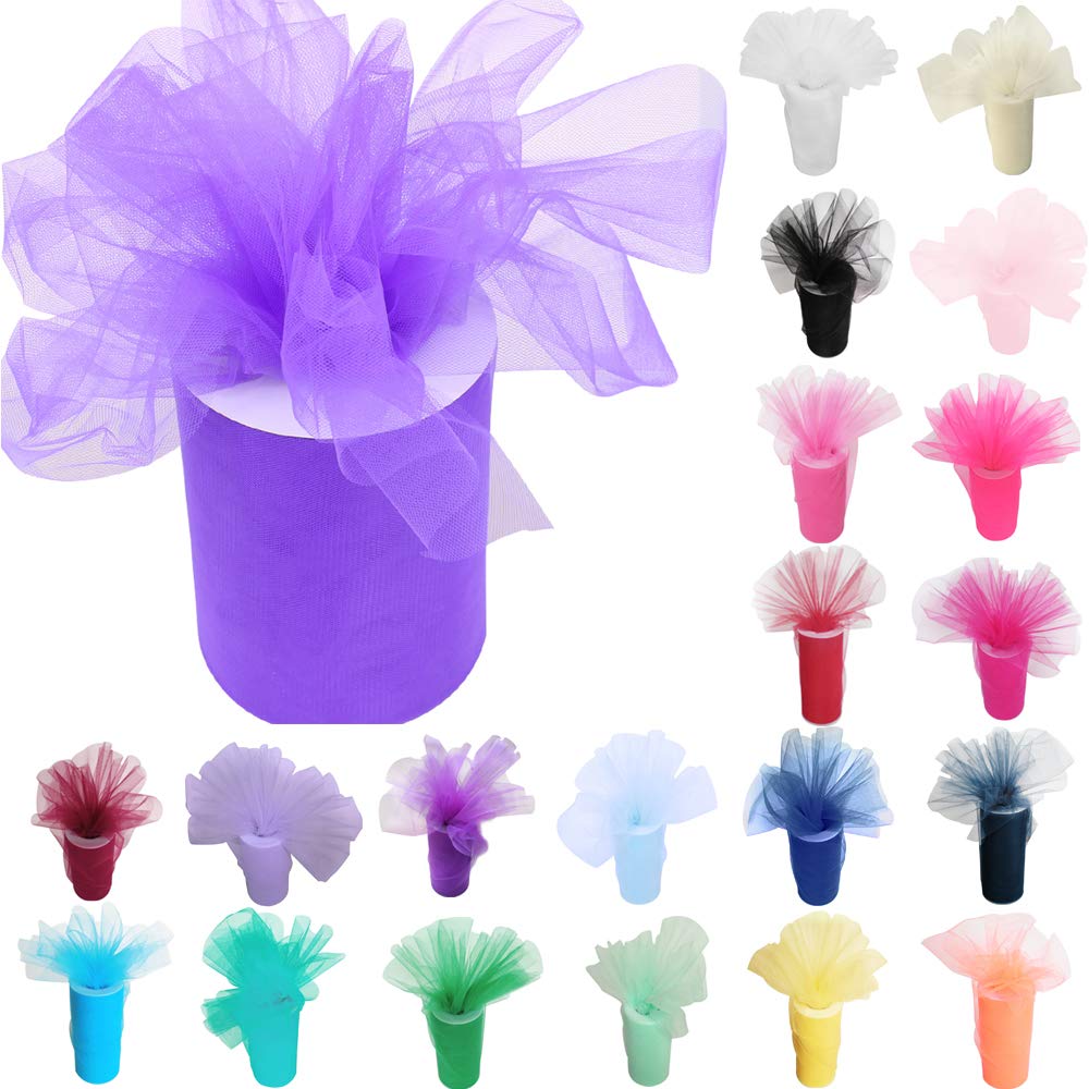 Time to Sparkle 6 Inchs x 100yards/300FT Tulle Roll Spool Tutu Party Birthday Wraping Crafts Bridal Bow Skirt Wedding Decor, Lilac — image 1