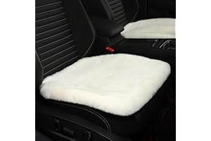 MLOVESIE 2 Packs Genuine Sheepskin Car Seat Cushion 100% Natural Fur Wool Seat Cover for Cars Trucks SUV Soft Comfort Office Chair Protector Pad Car Accessories Universal Fit