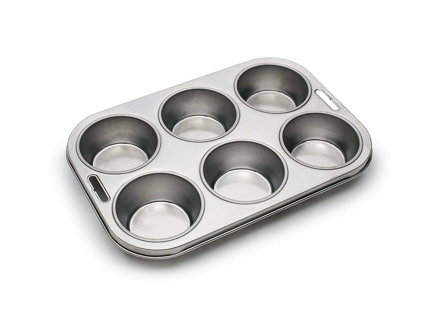 Stainless Steel 6 Cup Muffin Pan - 10 ¼ x 7 Inch Cupcake Pan