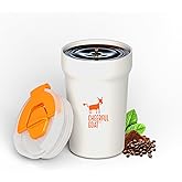CHEERFUL GOAT Ceramic Lined Coffee Travel Mug – Stainless Steel Travel Coffee Tumbler with Ceramic Liner, with lid, 12oz Coffee Cup for Hot and Cold Water Coffee at Home, Office, or On the Go (white)