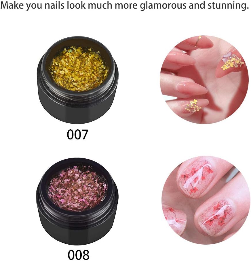 Ownest 6 Colors Dried Flower Gel Nail Gel Set, Flower Nail Phototherapy Gel Natural Dried Flowers Soak Off UV Nail Gel Nail Art Decoration Nail Varnish-#B : Beauty