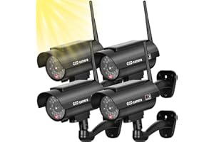 BNT Solar Powered Fake Security Camera, Bullet Dummy Security Camera Simulated Surveillance System with Realistic Red Flashin