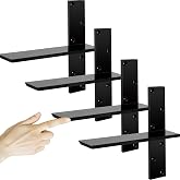 3/8" Thick Heavy-Duty Floating Shower Bench Brackets - 12" L x 2.5" W Wall Mount Bracket, Free Hanging T Shelf Support Brackets for Vanity, Granite Countertops, Dishwashers,Bench Seats (4-Pack)