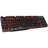 Fastdisk USB Keyboard with Russian English (Cyrillic) Letters/Characters,3 Color Backlight Gaming Keyboard Teclado Gamer Floating LED Backlit Similar Mechanical Feeling for Working or Prime Gaming
