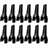 New Star Foodservice 42290 Utility Tong, Black, 6 Inch, Set of 12 | High Heat Polycarbonate Plastic, Straight Edge