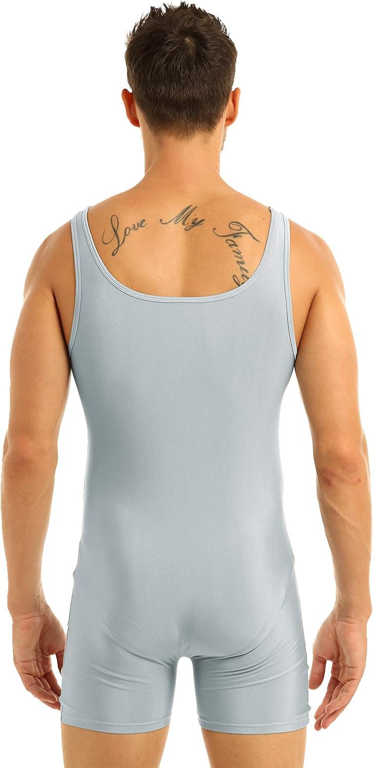 Nimiya Mens Basic Solid Leotard Bodysuit One Piece Wrestling Singlet