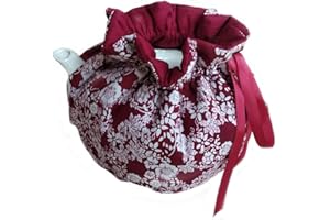 YANGSHINE Cotton Tea Cozy, Dark Red Floral Tea Pot Warmer Vintage Decorative Dust Proof Teapot Cover with Insulation Pad to Keep Tea Warm, Tea Cosy for Kitchen Home Office Restrant Decro