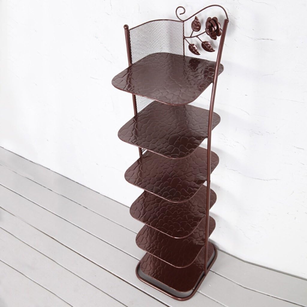 Shoe racks Small Narrow Metal Black Storage Stand for Boots Balcony Entrance Corner Entryway 3 to 6 Tier Stackable Shelf (Color : Bronze, Size : 6 Tier)